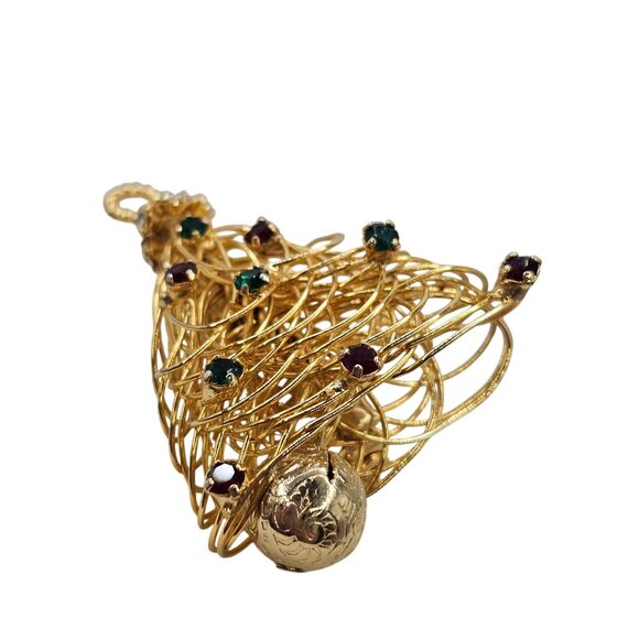 Vtg Unsigned Eisenberg Brooch Wired Christmas Tree Pin Rhinestones 60s Holidays - Picture 10 of 15